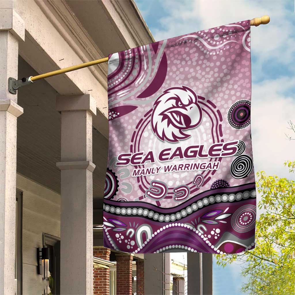 Manly Warringah Sea Eagles Rugby Garden Flag Australian Aboriginal Dot Painting Style