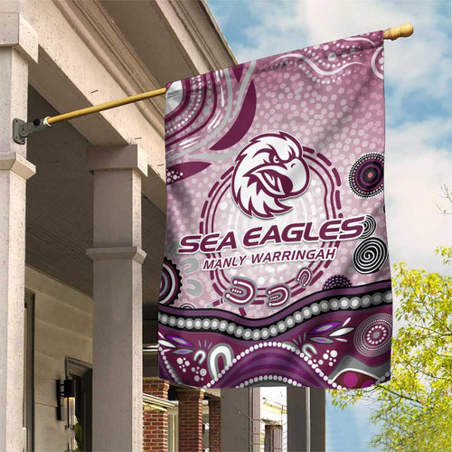 Manly Warringah Sea Eagles Rugby Garden Flag Australian Aboriginal Dot Painting Style