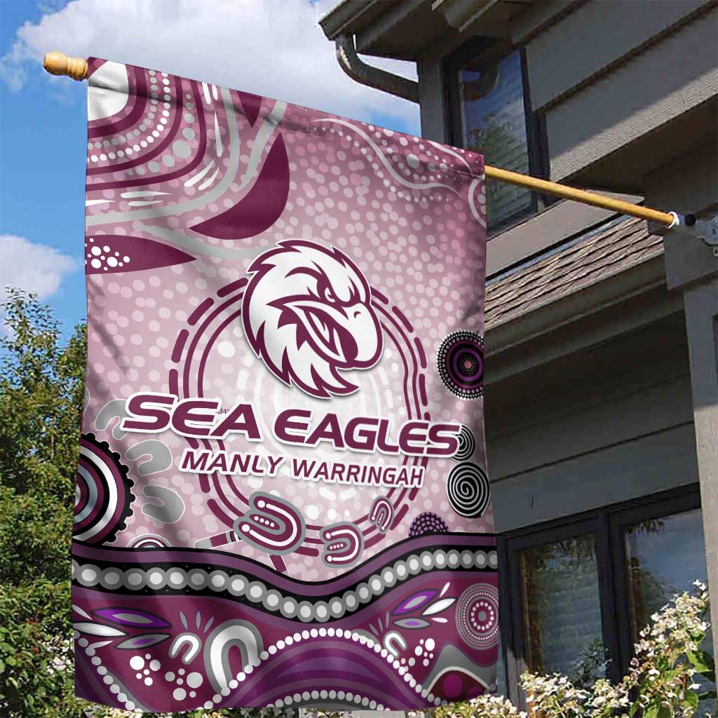 Manly Warringah Sea Eagles Rugby Garden Flag Australian Aboriginal Dot Painting Style