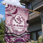 Manly Warringah Sea Eagles Rugby Garden Flag Australian Aboriginal Dot Painting Style