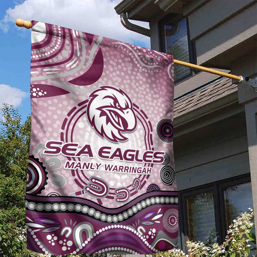 Manly Warringah Sea Eagles Rugby Garden Flag Australian Aboriginal Dot Painting Style