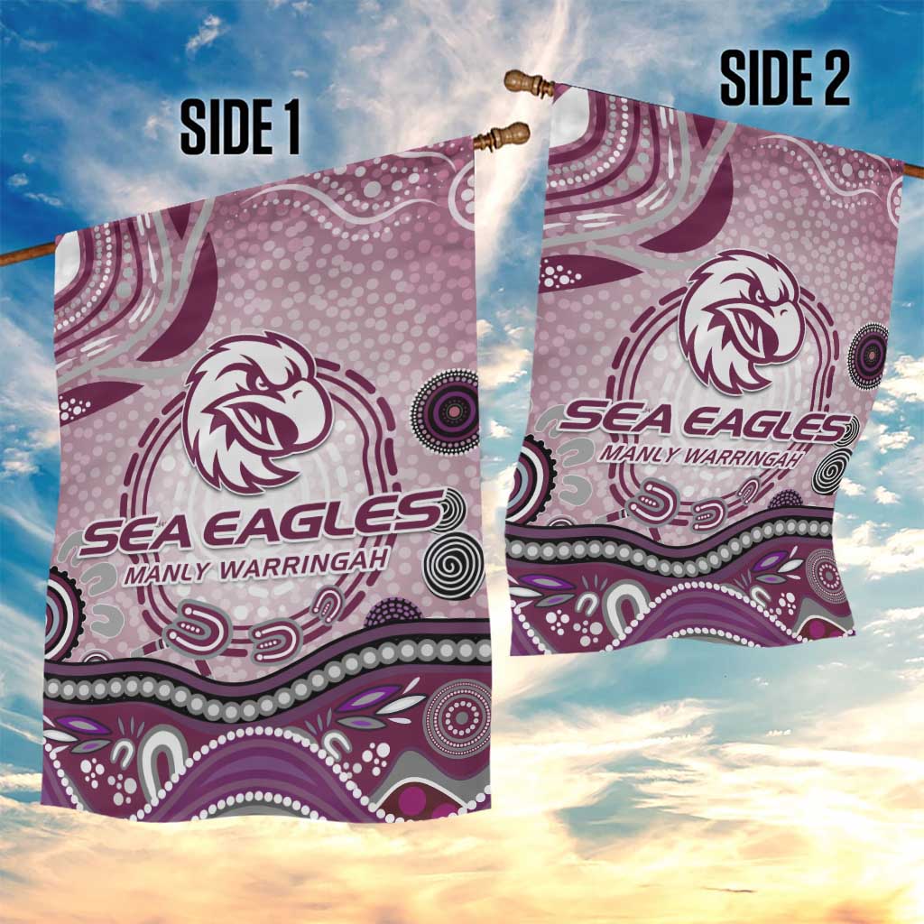 Manly Warringah Sea Eagles Rugby Garden Flag Australian Aboriginal Dot Painting Style