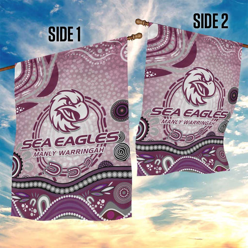 Manly Warringah Sea Eagles Rugby Garden Flag Australian Aboriginal Dot Painting Style