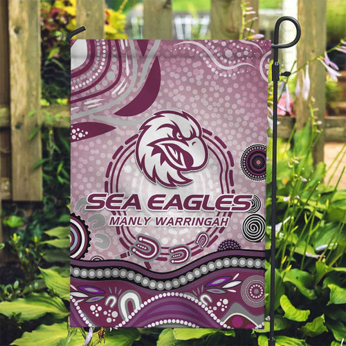 Manly Warringah Sea Eagles Rugby Garden Flag Australian Aboriginal Dot Painting Style