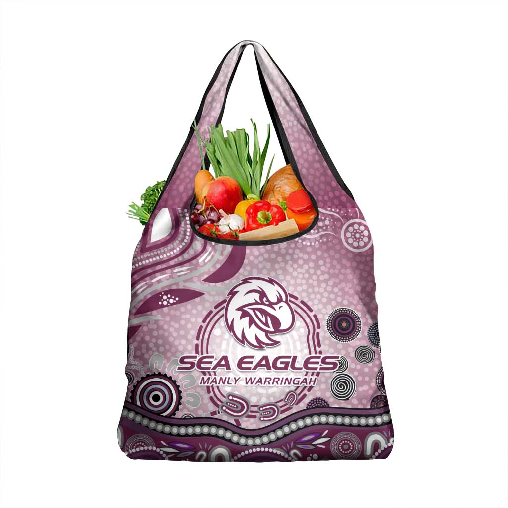 Manly Warringah Sea Eagles Rugby Grocery Bag Australian Aboriginal Dot Painting Style