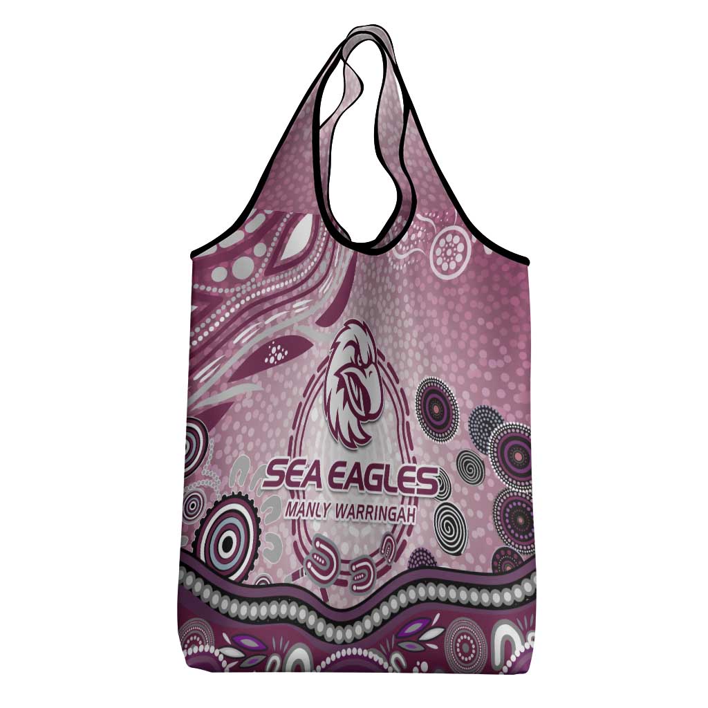 Manly Warringah Sea Eagles Rugby Grocery Bag Australian Aboriginal Dot Painting Style