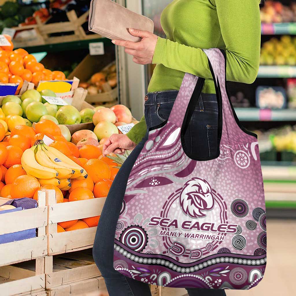 Manly Warringah Sea Eagles Rugby Grocery Bag Australian Aboriginal Dot Painting Style