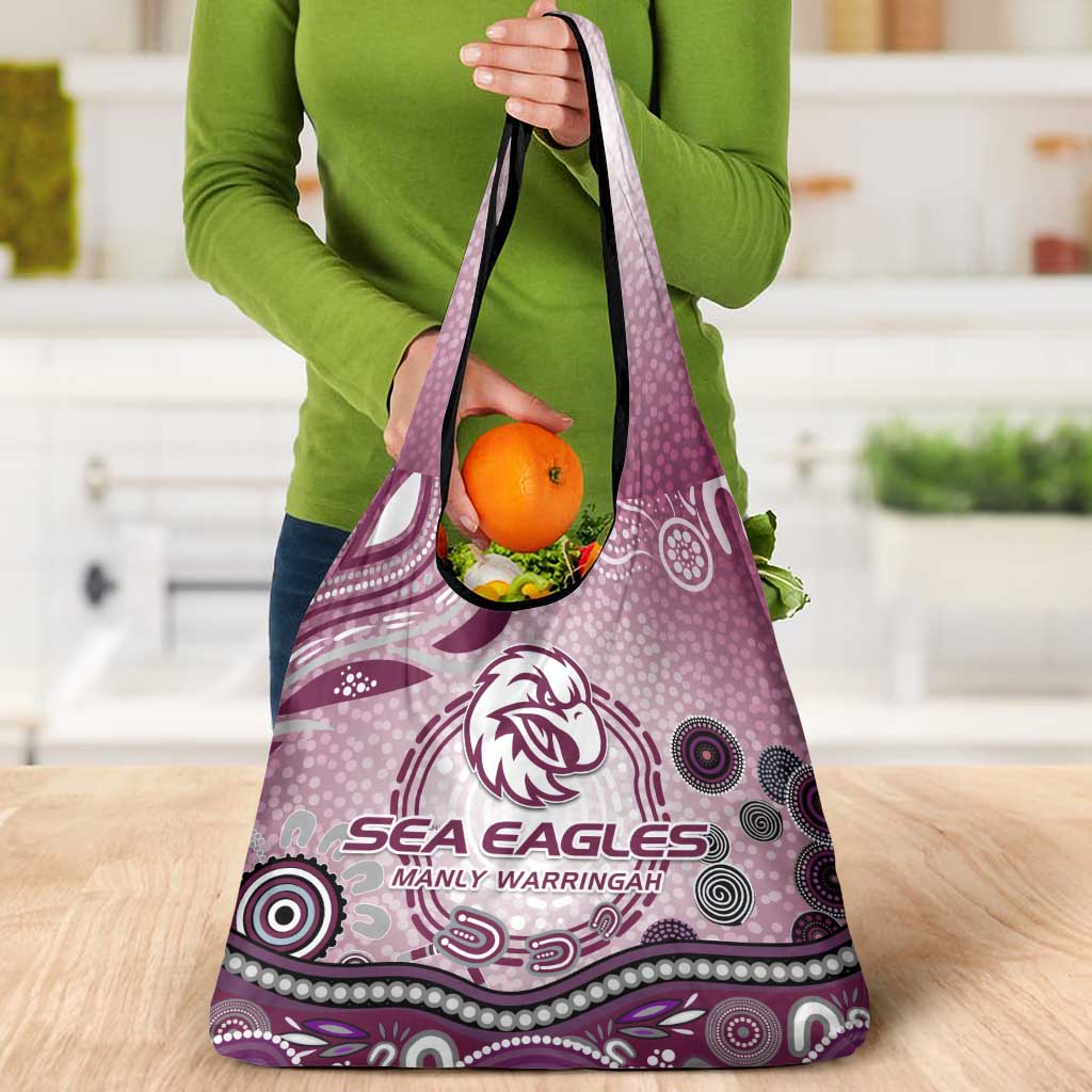 Manly Warringah Sea Eagles Rugby Grocery Bag Australian Aboriginal Dot Painting Style