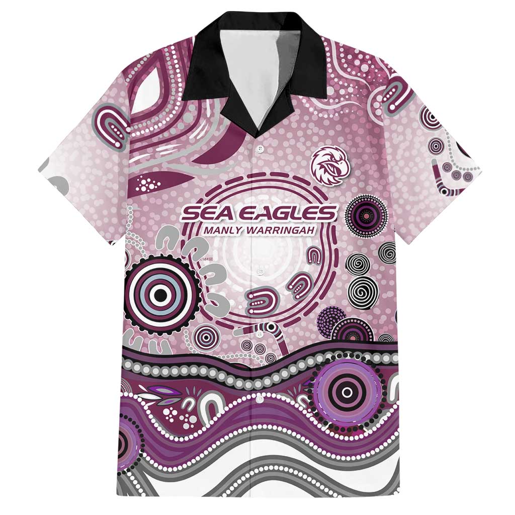 Manly Warringah Sea Eagles Rugby Hawaiian Shirt Australian Aboriginal Dot Painting Style
