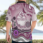 Manly Warringah Sea Eagles Rugby Hawaiian Shirt Australian Aboriginal Dot Painting Style