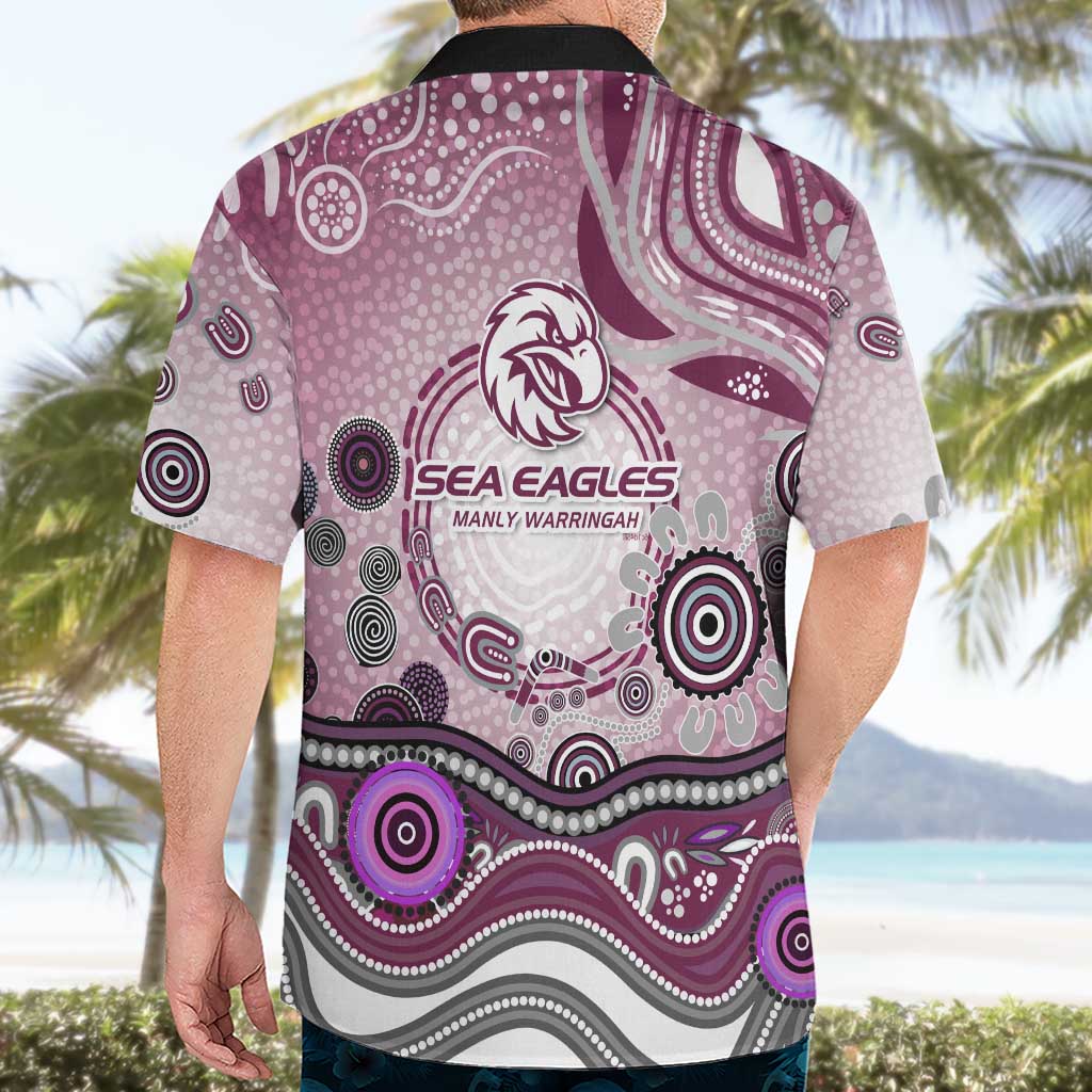 Manly Warringah Sea Eagles Rugby Hawaiian Shirt Australian Aboriginal Dot Painting Style