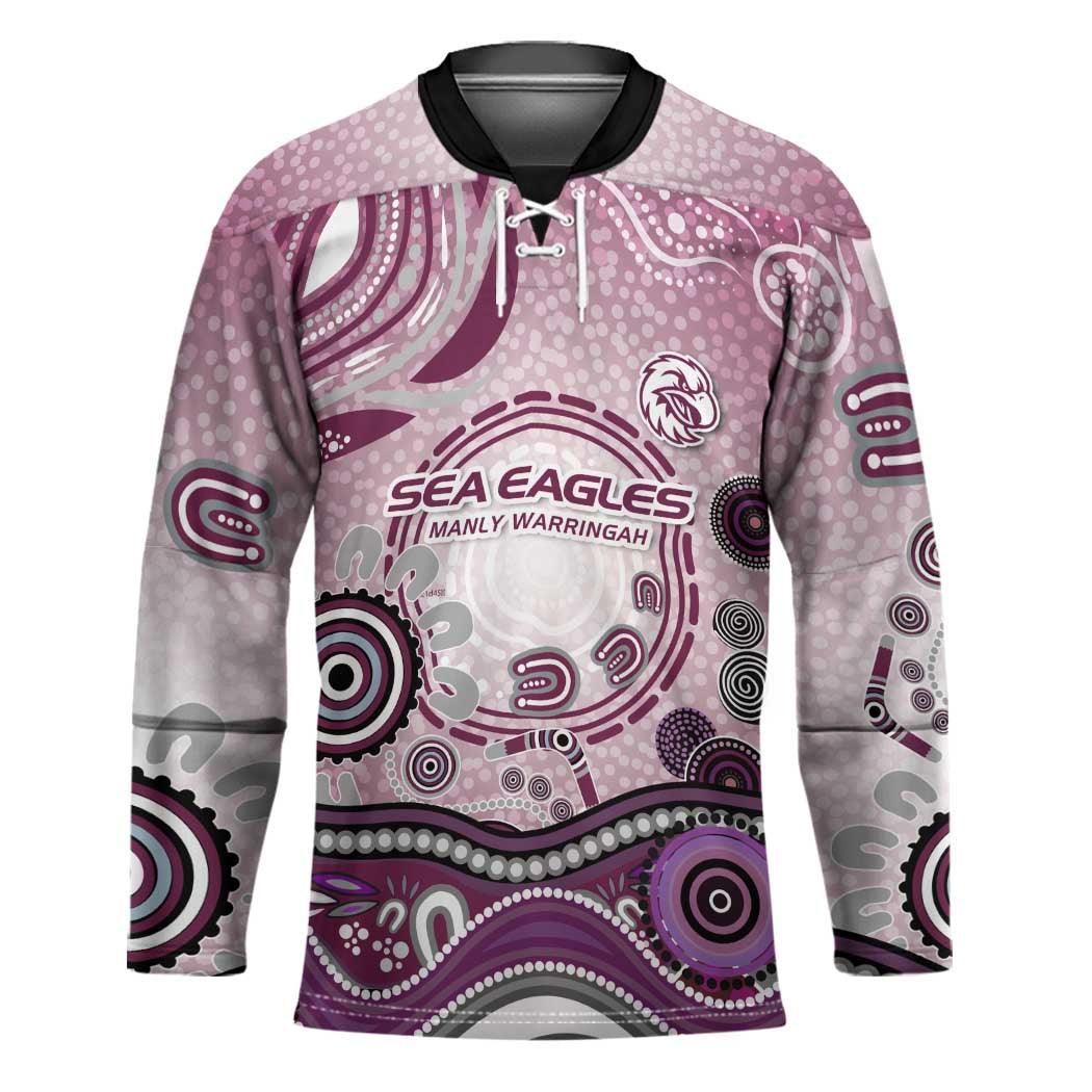 Manly Warringah Sea Eagles Rugby Hockey Jersey Australian Aboriginal Dot Painting Style