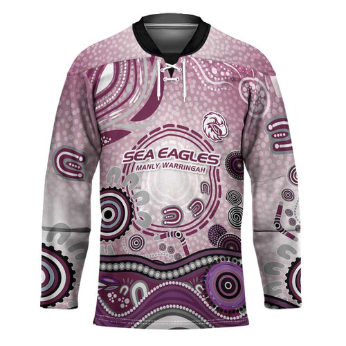Manly Warringah Sea Eagles Rugby Hockey Jersey Australian Aboriginal Dot Painting Style