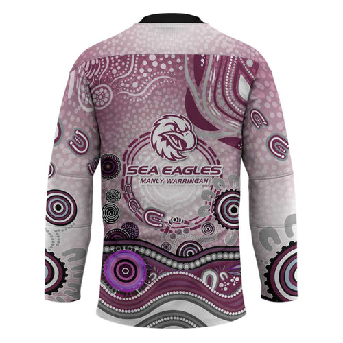 Manly Warringah Sea Eagles Rugby Hockey Jersey Australian Aboriginal Dot Painting Style