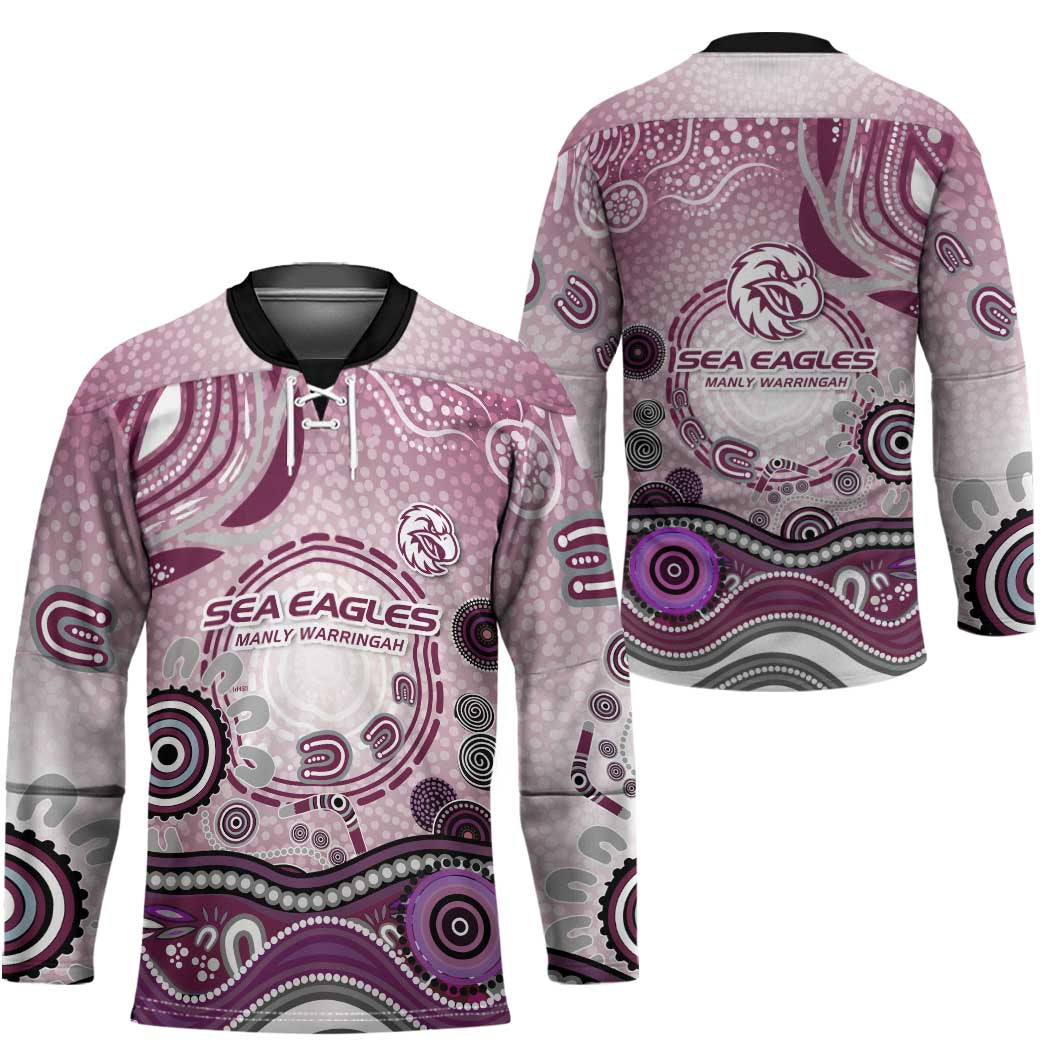 Manly Warringah Sea Eagles Rugby Hockey Jersey Australian Aboriginal Dot Painting Style
