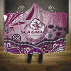 Manly Warringah Sea Eagles Rugby Hooded Blanket Australian Aboriginal Dot Painting Style