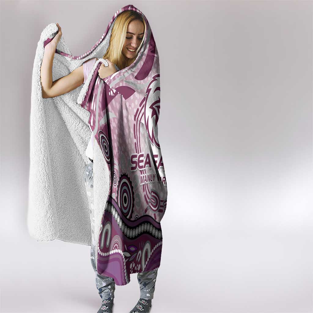 Manly Warringah Sea Eagles Rugby Hooded Blanket Australian Aboriginal Dot Painting Style