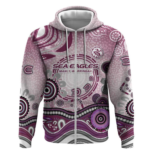 Manly Warringah Sea Eagles Rugby Hoodie Australian Aboriginal Dot Painting Style