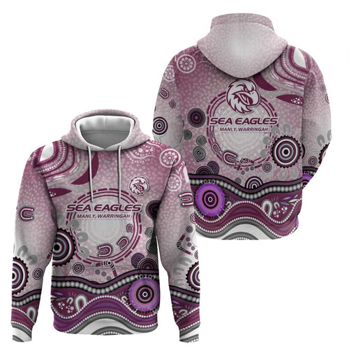 Manly Warringah Sea Eagles Rugby Hoodie Australian Aboriginal Dot Painting Style