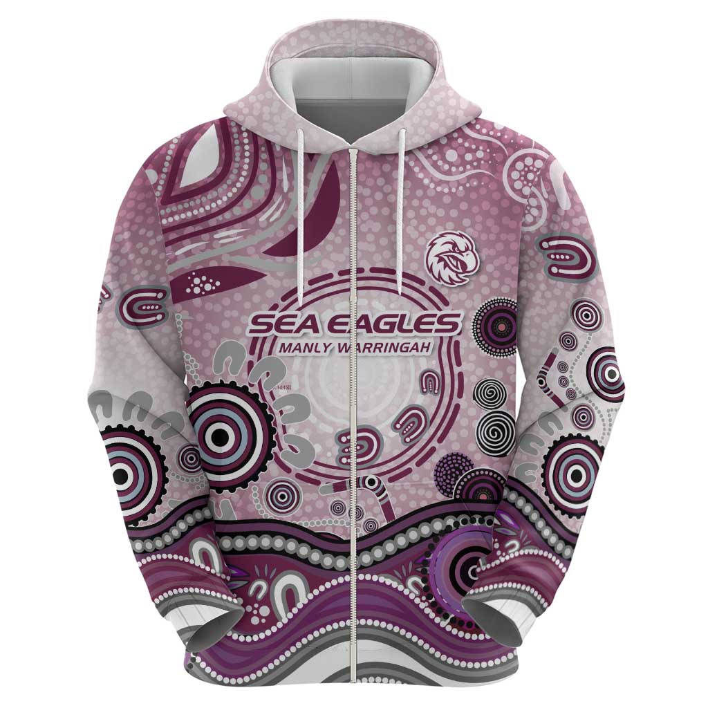 Manly Warringah Sea Eagles Rugby Hoodie Australian Aboriginal Dot Painting Style
