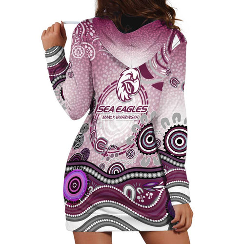 Manly Warringah Sea Eagles Rugby Hoodie Dress Australian Aboriginal Dot Painting Style