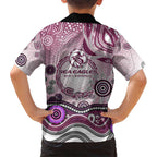 Manly Warringah Sea Eagles Rugby Kid Hawaiian Shirt Australian Aboriginal Dot Painting Style