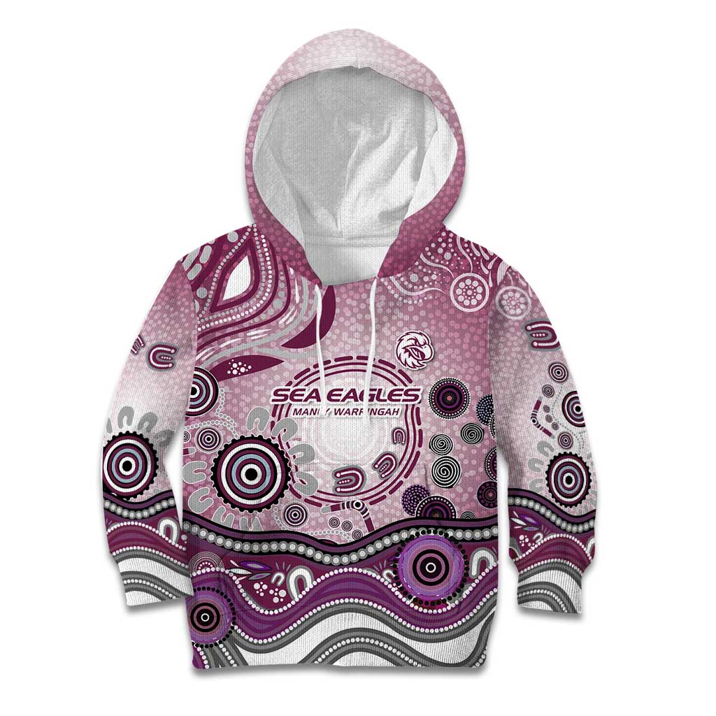 Manly Warringah Sea Eagles Rugby Kid Hoodie Australian Aboriginal Dot Painting Style