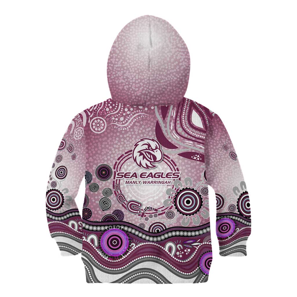 Manly Warringah Sea Eagles Rugby Kid Hoodie Australian Aboriginal Dot Painting Style