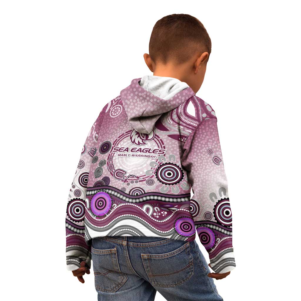 Manly Warringah Sea Eagles Rugby Kid Hoodie Australian Aboriginal Dot Painting Style