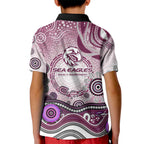 Manly Warringah Sea Eagles Rugby Kid Polo Shirt Australian Aboriginal Dot Painting Style