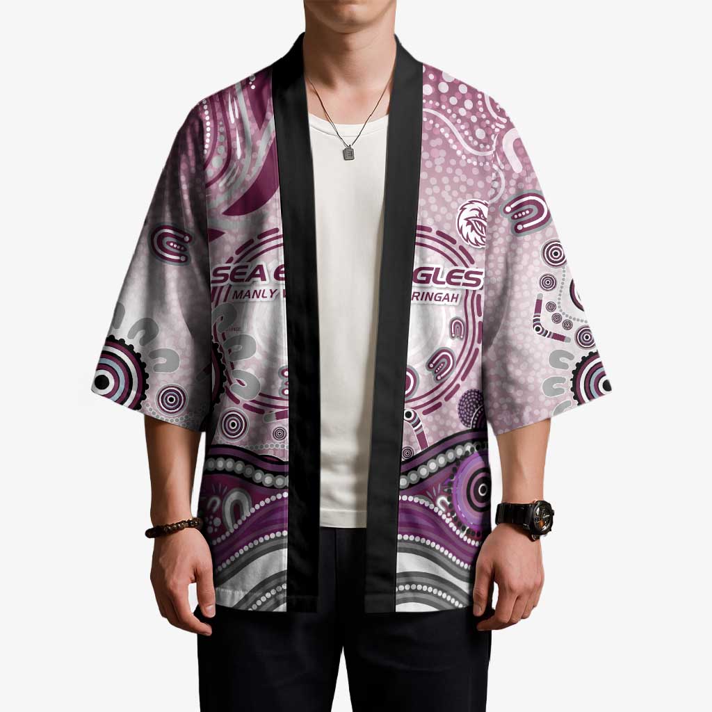 Manly Warringah Sea Eagles Rugby Kimono Australian Aboriginal Dot Painting Style