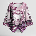 Manly Warringah Sea Eagles Rugby Kimono Sleeve Blouse Australian Aboriginal Dot Painting Style
