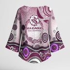 Manly Warringah Sea Eagles Rugby Kimono Sleeve Blouse Australian Aboriginal Dot Painting Style
