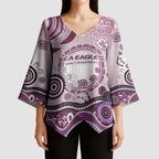 Manly Warringah Sea Eagles Rugby Kimono Sleeve Blouse Australian Aboriginal Dot Painting Style