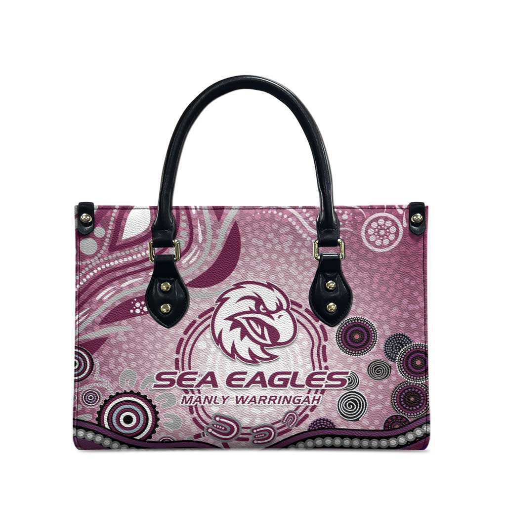 Manly Warringah Sea Eagles Rugby Leather Bag Australian Aboriginal Dot Painting Style
