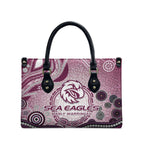 Manly Warringah Sea Eagles Rugby Leather Bag Australian Aboriginal Dot Painting Style