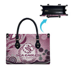 Manly Warringah Sea Eagles Rugby Leather Bag Australian Aboriginal Dot Painting Style