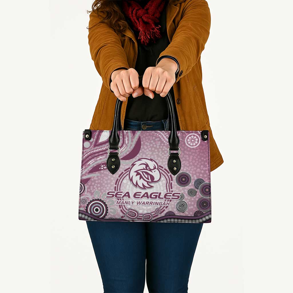 Manly Warringah Sea Eagles Rugby Leather Bag Australian Aboriginal Dot Painting Style