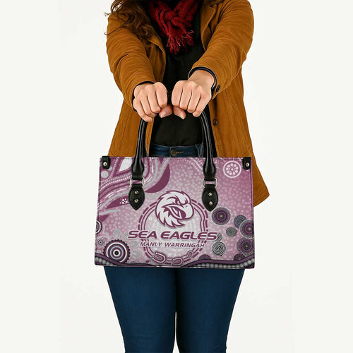 Manly Warringah Sea Eagles Rugby Leather Bag Australian Aboriginal Dot Painting Style