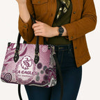 Manly Warringah Sea Eagles Rugby Leather Bag Australian Aboriginal Dot Painting Style