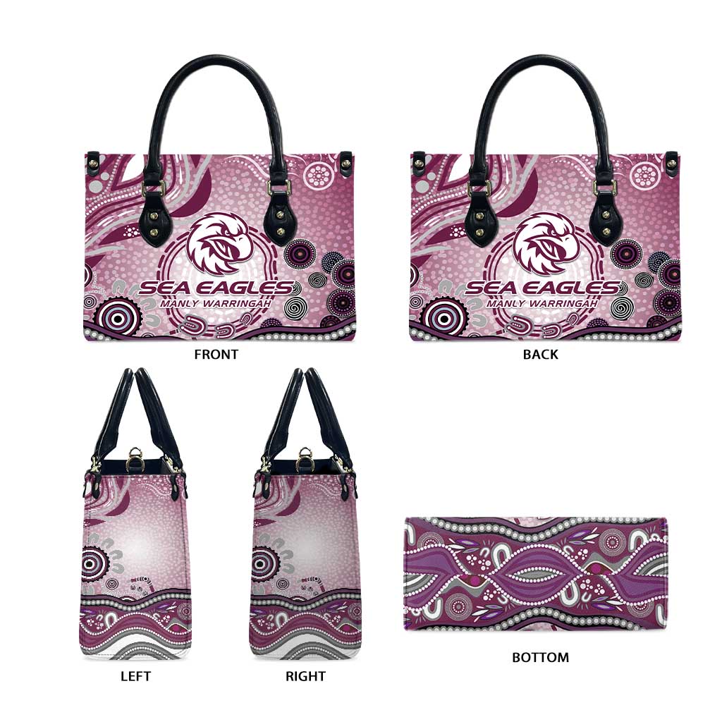 Manly Warringah Sea Eagles Rugby Leather Bag Australian Aboriginal Dot Painting Style