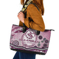 Manly Warringah Sea Eagles Rugby Leather Tote Bag Australian Aboriginal Dot Painting Style