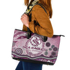 Manly Warringah Sea Eagles Rugby Leather Tote Bag Australian Aboriginal Dot Painting Style