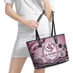 Manly Warringah Sea Eagles Rugby Leather Tote Bag Australian Aboriginal Dot Painting Style