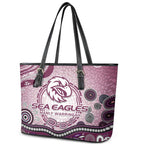 Manly Warringah Sea Eagles Rugby Leather Tote Bag Australian Aboriginal Dot Painting Style