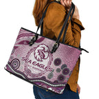 Manly Warringah Sea Eagles Rugby Leather Tote Bag Australian Aboriginal Dot Painting Style