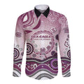 Manly Warringah Sea Eagles Rugby Long Sleeve Button Shirt Australian Aboriginal Dot Painting Style