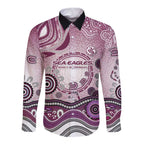 Manly Warringah Sea Eagles Rugby Long Sleeve Button Shirt Australian Aboriginal Dot Painting Style