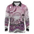 Manly Warringah Sea Eagles Rugby Long Sleeve Polo Shirt Australian Aboriginal Dot Painting Style