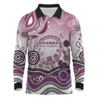 Manly Warringah Sea Eagles Rugby Long Sleeve Polo Shirt Australian Aboriginal Dot Painting Style